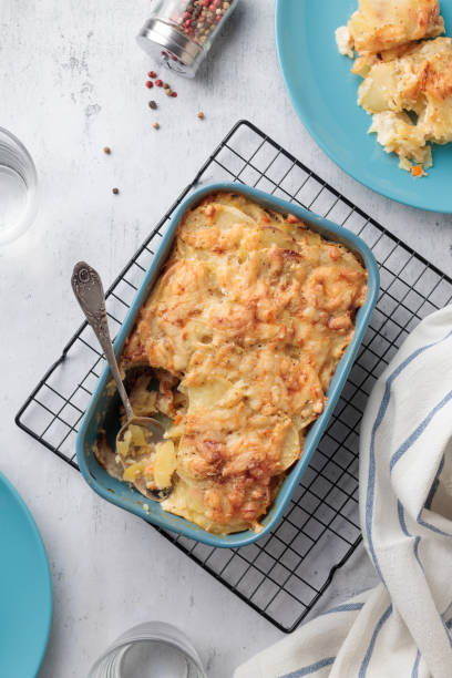 istock Homemade potato pie in a blue plate 1391745115
