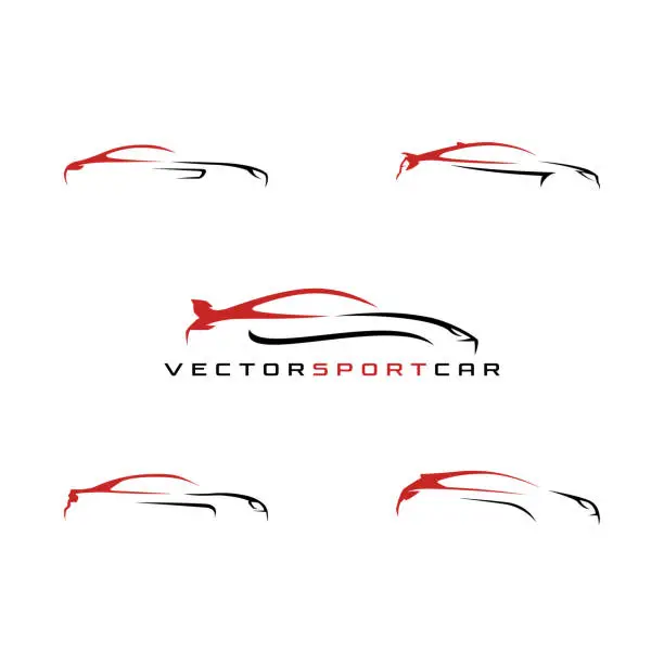 Vector illustration of Set of Sport Car Silhouette Logo Design