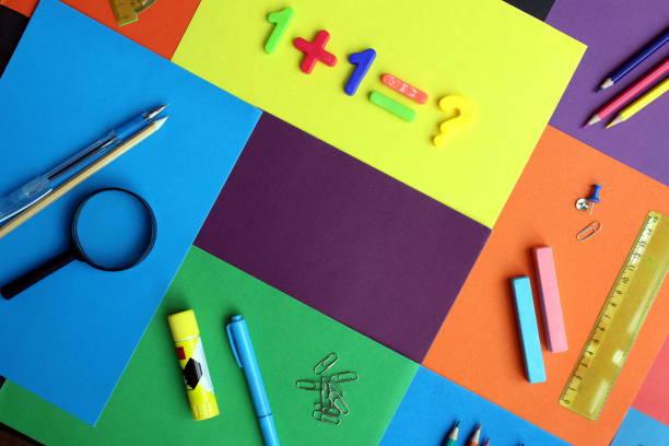 istock School supplies lie on bright background with place for text 1391748770