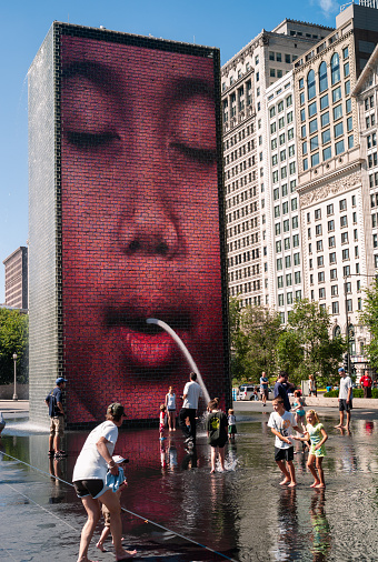 Chicago, Illinois, USA - July 25 2009: Crown Fountain designed by  Jaume Plensa in 2004