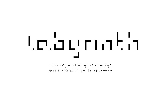 Coding black font, technology alphabet, digital letters and numbers, vector illustrator 10 eps