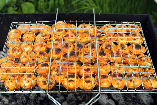 Grilled dumplings take on a delicious and appetizing look