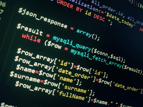 Php Screen Code Development Monitor Programming Concept Background ...