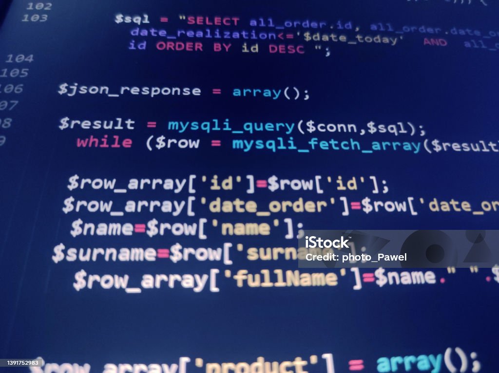 Php Screen Code Development Monitor Programming Concept Background ...