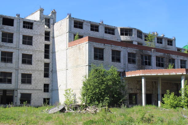 istock Unfinished white brick building. 1391756075