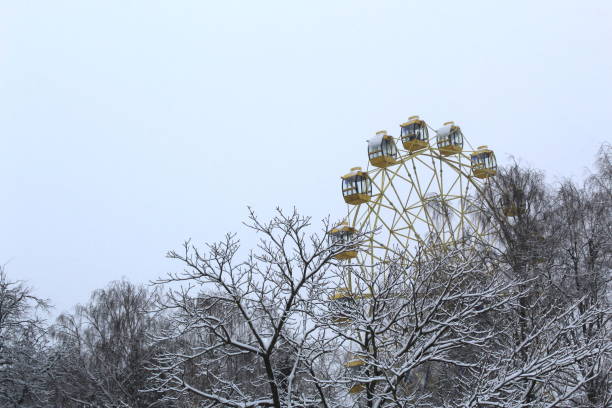istock Winter landscape, ferris wheel and trees under the snow. 1391756773