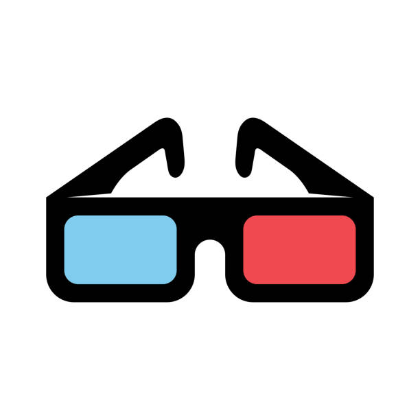 ilustraciones, imágenes clip art, dibujos animados e iconos de stock de icono de las gafas 3d de cine. gafas estéreo. ilustración vectorial - gafas 3d