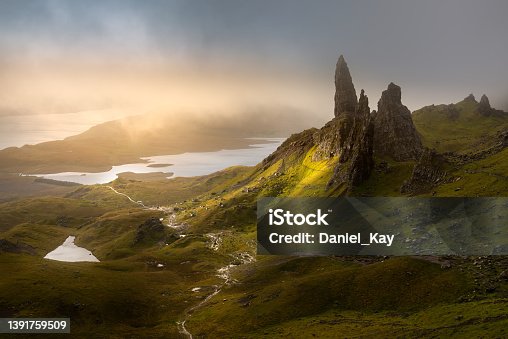 istock Dark and moody low clouds over the iconic Old Man of Storr on the Isle of Skye, Scotland, UK. 1391759509