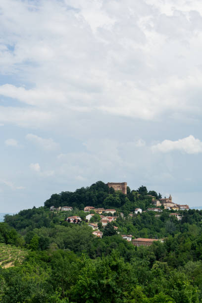 View of Monticello d'Alba with Castello, Piedmont Italy