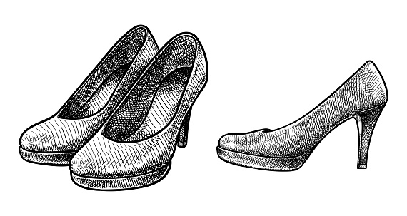 Hand drawn illustration of high heel shoes