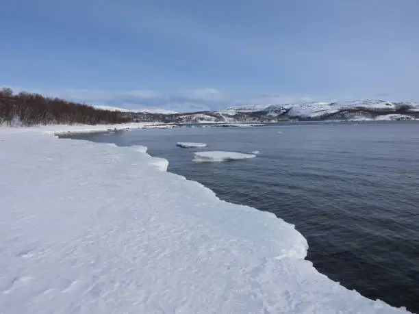 Photo of Wintry lanscapes near the town of Kirkenes near the Russian border, Norway