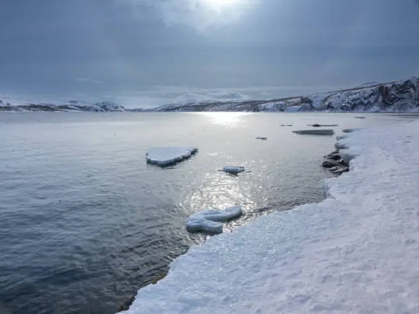 Photo of Wintry lanscapes near the town of Kirkenes near the Russian border, Norway