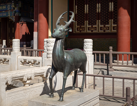 Beijing Forbidden City Bronze Deer Statue