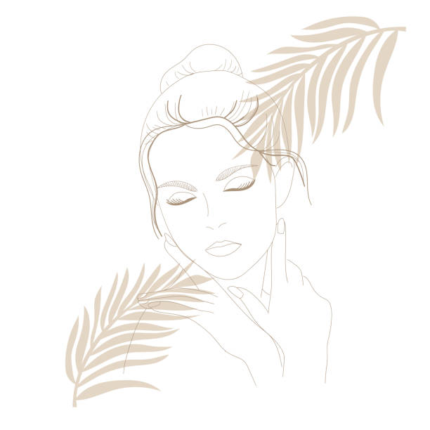 istock Face outline Beautiful woman Line art 1391765372