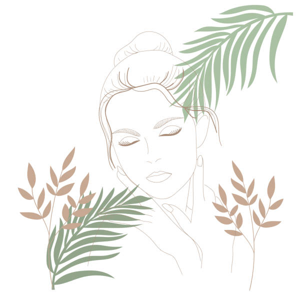 istock Face outline Beautiful woman Line art 1391765379