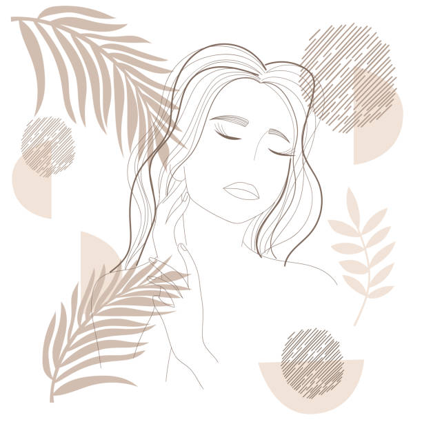 istock Face outline Beautiful woman Line art 1391765435