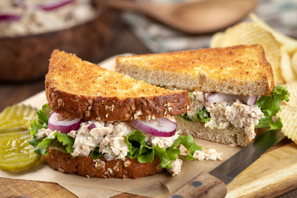 istock Tuna salad sandwich cut in half 1391774421