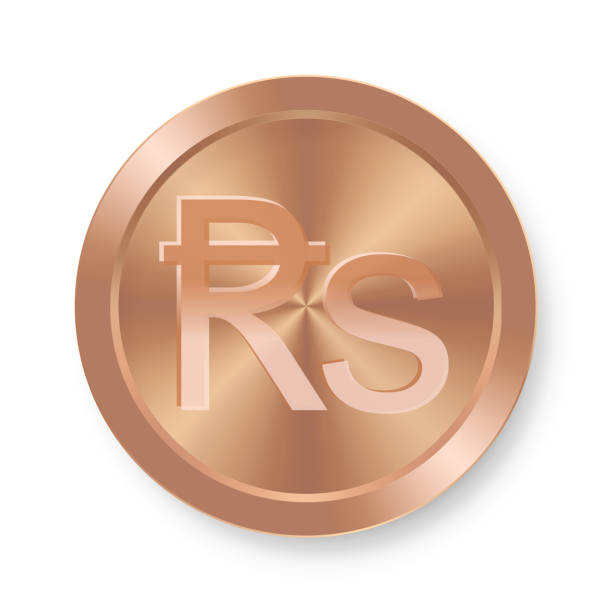 istock Bronze coin of rupee Concept of internet web currency 1391775660