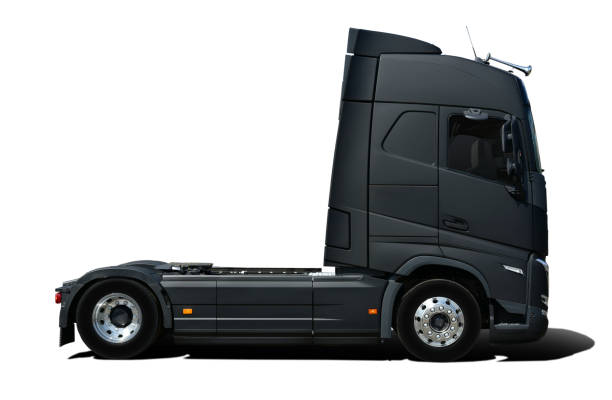 istock Black truck tractor, side view 1391776552