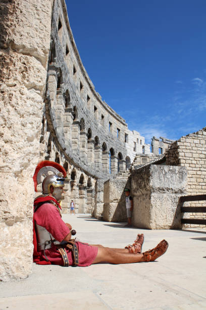 inside a roman colloseum, in pula, croatia - warrior eastern europe croatia architecture imagens e fotografias de stock