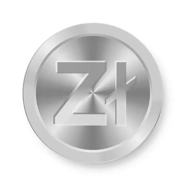 Vector illustration of Silver coin of Zloty Concept of internet web currency