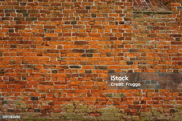 Brick Wall Detail Of A Church Stock Photo - Download Image Now - Video Conference Background, Brick Wall, Church