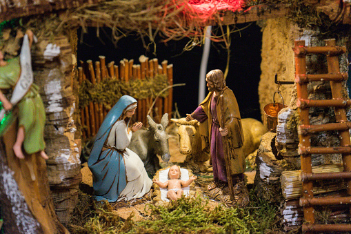 A representation of the Nativity with the statues