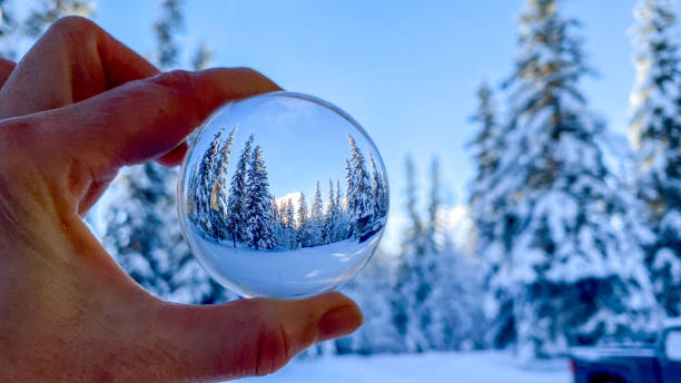 invierno de alaska con reflejo cristalino - ice crystal winter nature ice fotografías e imágenes de stock