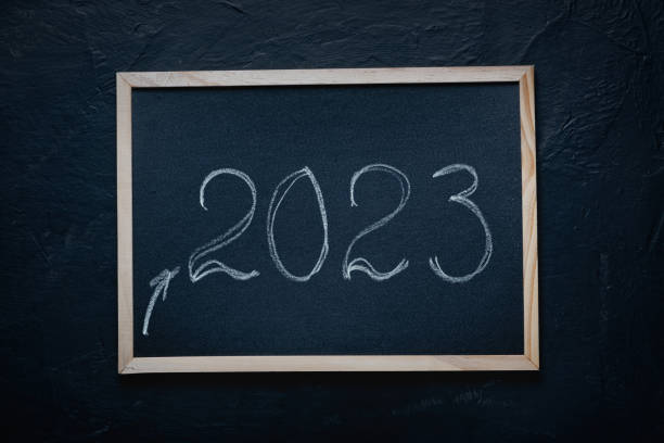 istock Inscription in chalk on a blackboard. School board, date 2023 1391792387
