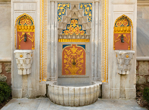 Washing fontain, outside the library at the Topkapi Palace Museum, Istanbul, Turkey