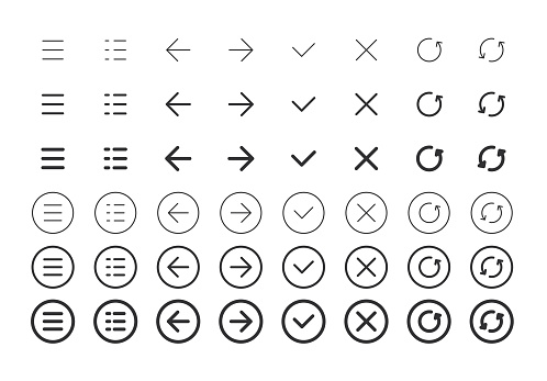User Interface Line Icons & Buttons. Editable stroke.