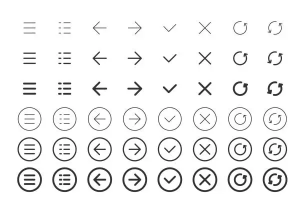 Vector illustration of User Interface Line Icons & Buttons. Editable stroke.