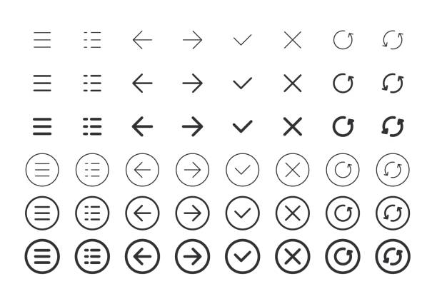 user interface line icons & buttons. editable stroke. - 箭頭符號 幅插畫檔、美工圖案、卡通及圖標