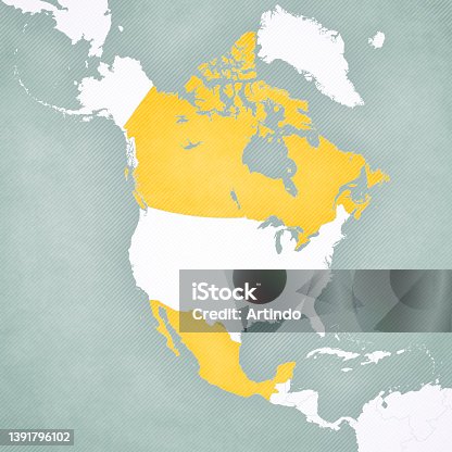 istock Map of North America - Canada and Mexico 1391796102