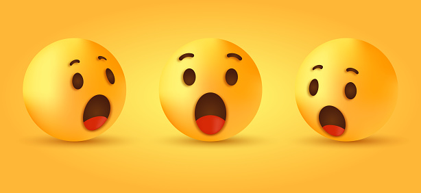 3D Wow Emoticon Icon Design for Social Network, Wondering smiley, Surprised emoji, shocked emoticon 3d
