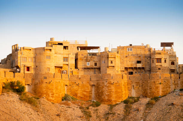 Jaisalmer Fort or Sonar Quila or Golden Fort. living fort - made of yellow sandstone. UNESCO world heritage site at Thar desert along old silk trade route. Jaisalmer,Rajasthan,India - October 15,2019: Jaisalmer Fort or Sonar Quila or Golden Fort. living fort - made of yellow sandstone. UNESCO world heritage site at Thar desert along old silk trade route. jaisalmer stock pictures, royalty-free photos & images