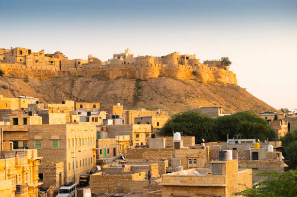 Jaisalmer Fort or Sonar Quila or Golden Fort. living fort - made of yellow sandstone. UNESCO world heritage site at Thar desert along old silk trade route. Jaisalmer,Rajasthan,India - October 15,2019: Jaisalmer Fort or Sonar Quila or Golden Fort. living fort - made of yellow sandstone. UNESCO world heritage site at Thar desert along old silk trade route. jaisalmer stock pictures, royalty-free photos & images