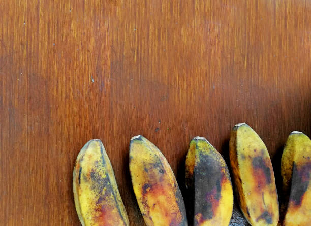 Banana fruits,placed on brown wooden table