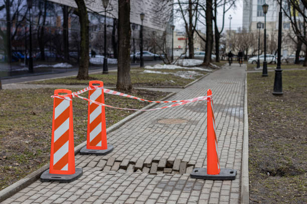 istock failure on the road fenced with a special tape 1391804328