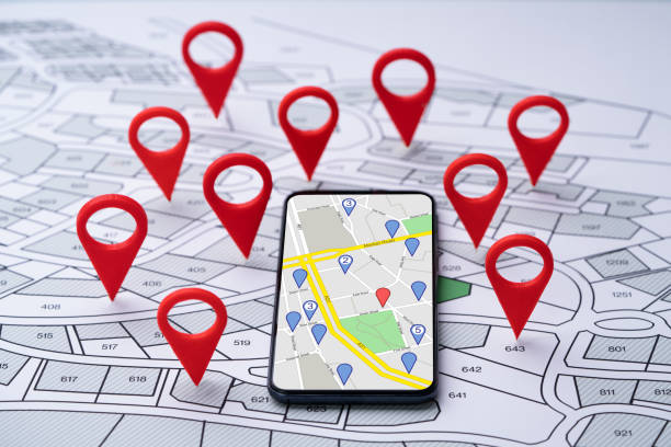 istock Local Cadastre Map And Location Pins 1391808548