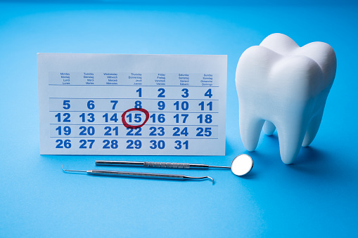 Dental Doctor Clinic Visit. Tooth Examination Calendar