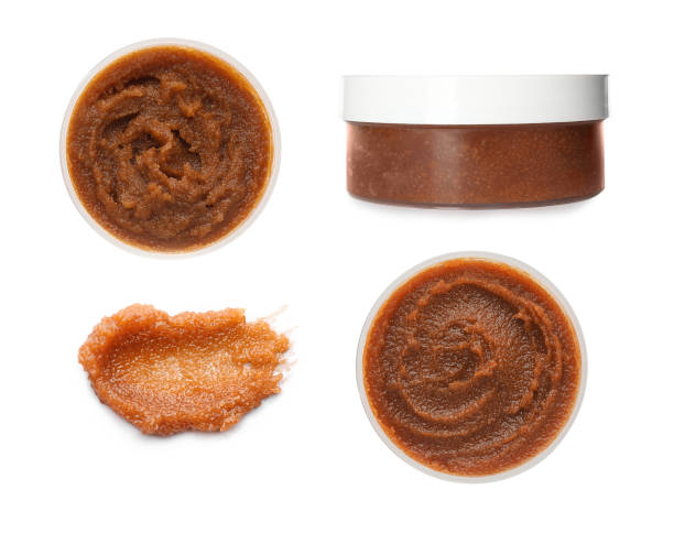 istock Aromatic body scrubs on white background, collage 1391809928