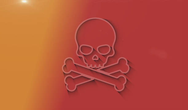 Skull pirate, online cyberattack, hack, threat and breach security symbol with natural shadow. Cyber technology icon abstract concept. 3d light and shade object illustration.