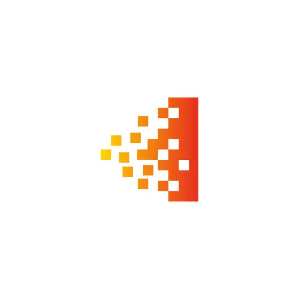 Vector illustration of Colorful letter I fast pixel dot logo. Pixel art with the letter I.