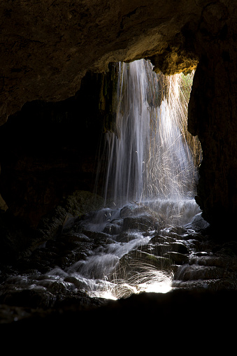 A small waterfall in Kaklık Cave in Denizli