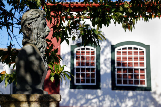 Tiradentes statue representing the ensign - side view stock photo