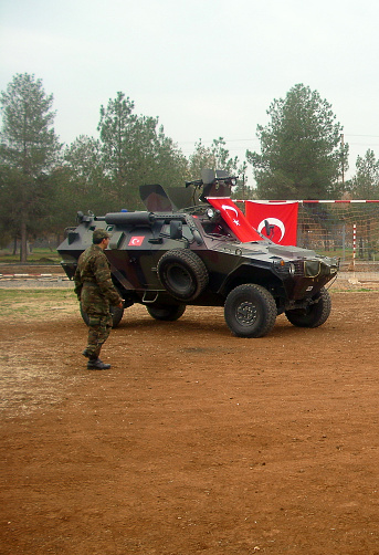 Şanlıurfa, Turkey - January 3, 2007: Turkish army is preparing for the border operations, which will be against to smuggling.