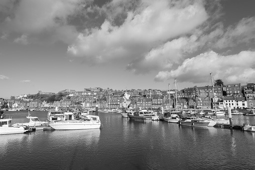 Black and white photo of early morning on My Tho city, Tien Giang province