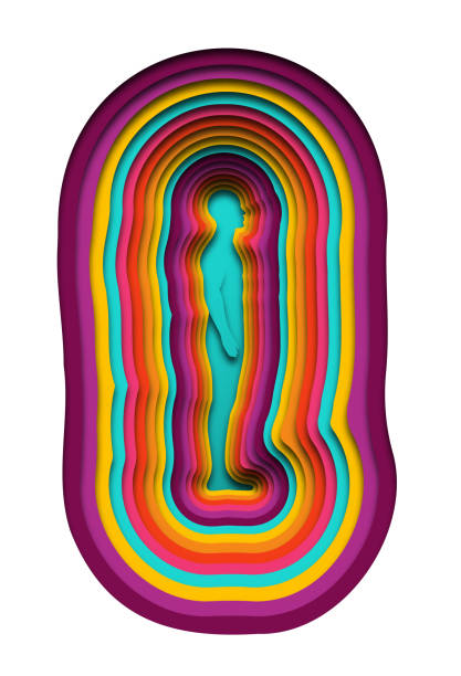 istock Colorful paper cut layered full body man illustration 1391832109