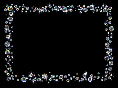 Rectangular diamond frame on black background